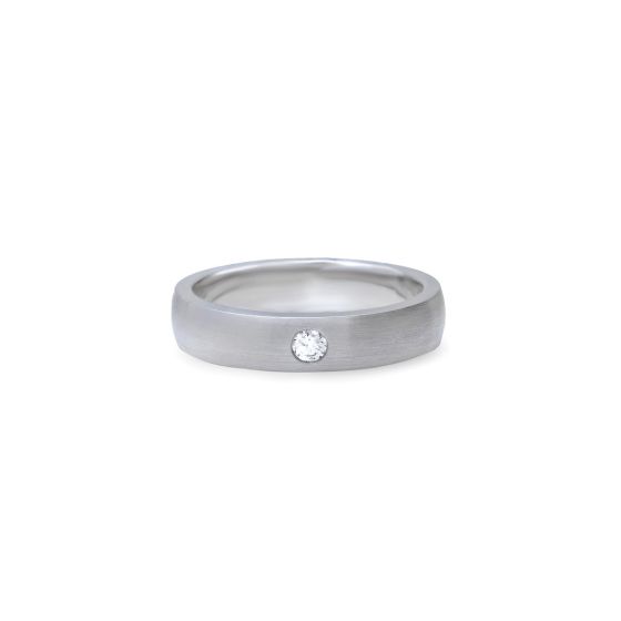 James Free 14k White Gold Low Dome Round Edge with Satin Finish Diamond Band