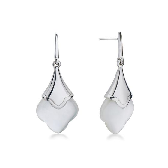 Charles Krypell Sterling Silver Mother of Pearl Clover Earrings 1-660-SWMP