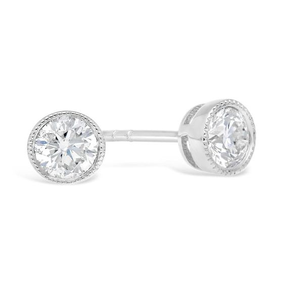 18kt White Gold Round Bezel Set 3/5 ctw Diamond Studs