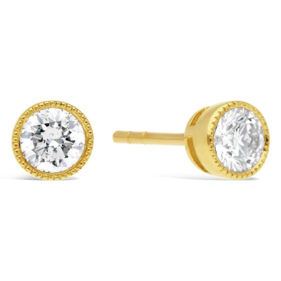 18kt Yellow Gold Round Bezel Set 3/5 ctw Diamond Studs