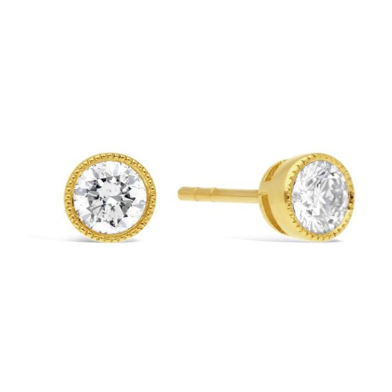 18kt Yellow Gold Round Bezel Set 1/3 ctw Diamond Studs