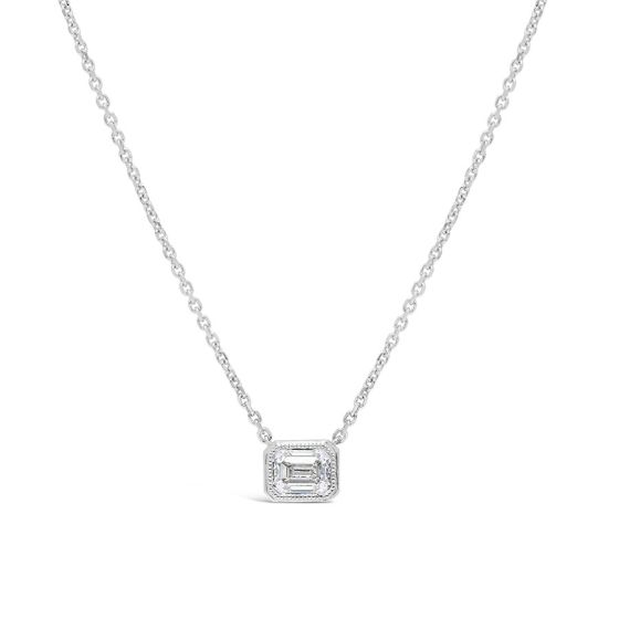 18kt White Gold Emerald Cut Bezel Set 2/5 ctw Diamond Necklace - FINAL SALE