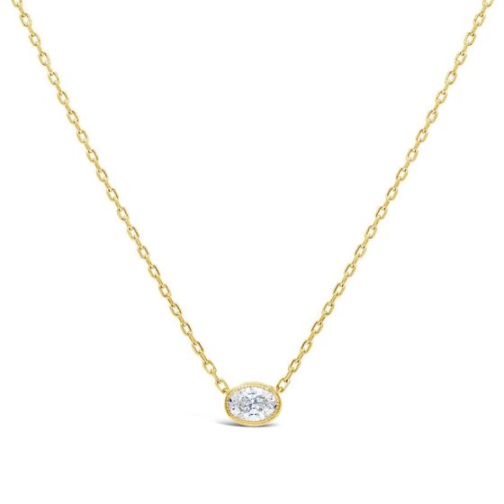 18kt Yellow Gold Oval East and West Bezel Set 1/3 ctw Diamond Necklace