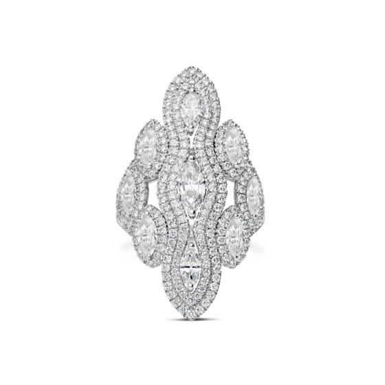 Robert Procop Platinum Marquee Diamond Cocktail Ring 125639