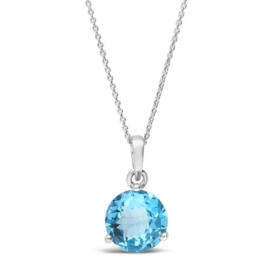 James Free Jewelers 14K White Gold Blue Topaz Pendant