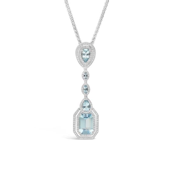 Robert Procop 18K White Gold Aquamarine and Diamond Pendant Necklace 162737