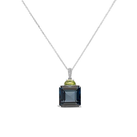 Allure London Blue Topaz and Peridot Pendant Necklace