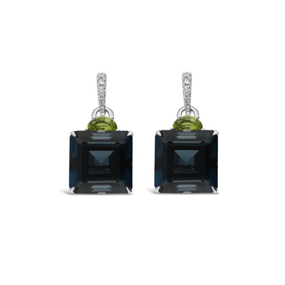 Allure London Blue Topaz and Peridot Drop Earrings