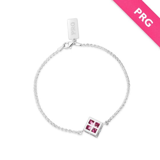 James Free Sterling Silver Pink Ribbon Girls Bracelet with Pink Topaz