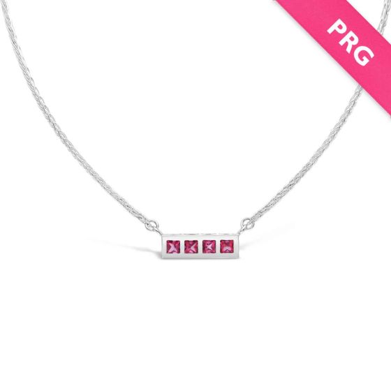 Pink Ribbon Girls Sterling Silver Pendant Necklace with Pink Topaz
