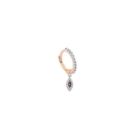 Kismet by Milka 10th Eye Mini Haven Hoop 14K Rose Gold with White & Champagne Diamond Base