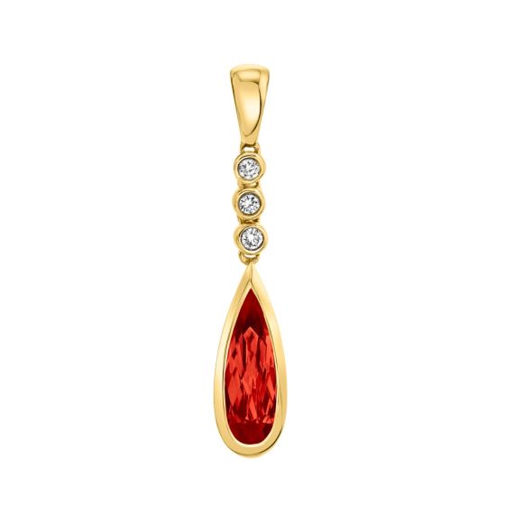 James Free 14K Yellow Gold Pear Shaped Garnet And Diamonds Pendant