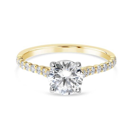 Precision Set 18K Yellow Gold Diamond Trim Semi-Mount Engagement Ring