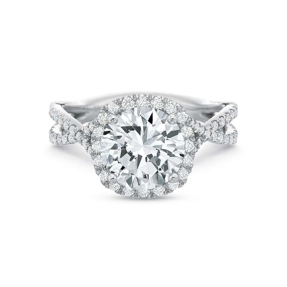Precision Set 18K White Gold Twist Shank Semi-mount Diamond Engagement Ring