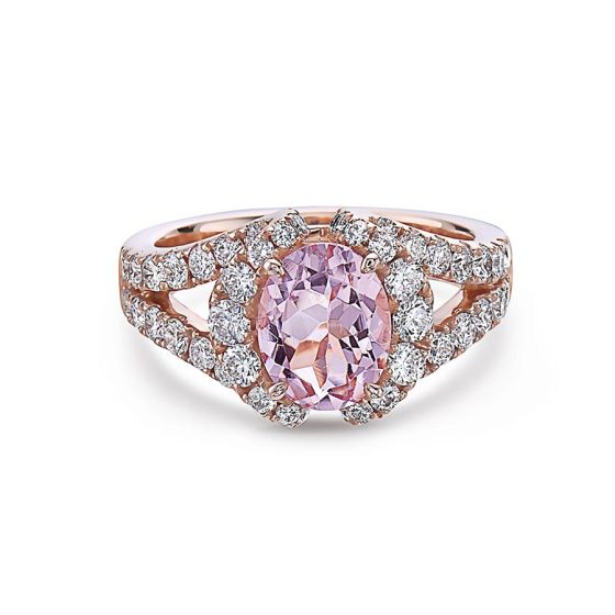 Charles Krypell 18K Rose Gold Morganite and Diamond Ring 3-7259-PM