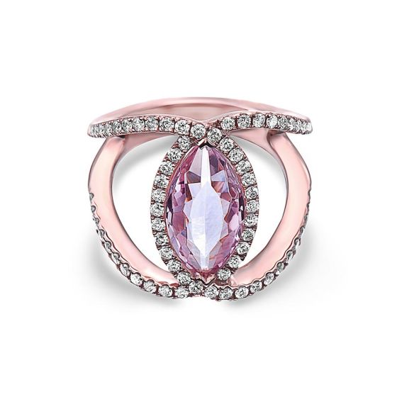Charles Krypell Rose Gold Morganite Diamond Ring 3-7267-PM