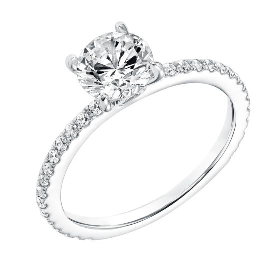 James Free 14K White Gold Semi-Mount Contemporary Diamond Prong Set Engagement Ring