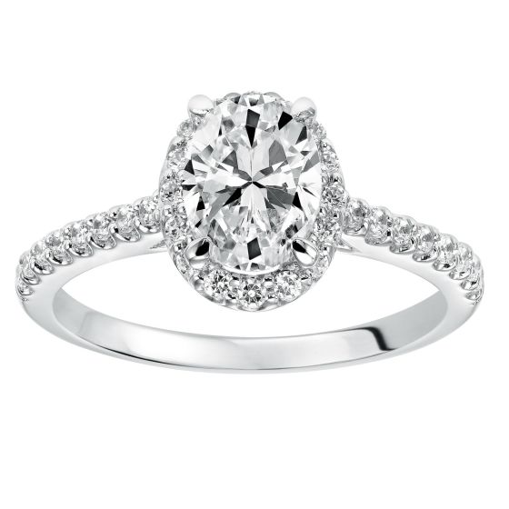 James Free 14K White Gold Semi-Mount Contemporary Prong Set Halo Engagement Ring 