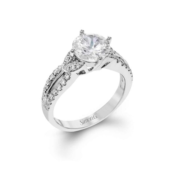 Simon G 18K White Gold Tulip Design Prong Set Engagement Ring Setting