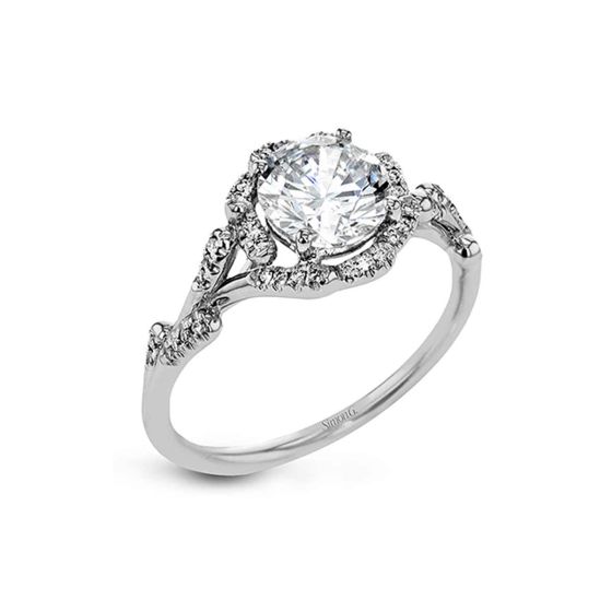 Simon G Platinum Vintage Style Diamond Halo Engagement Ring