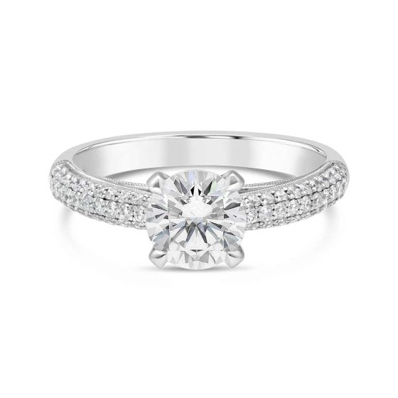 Simon G Three Row Diamond Pave Wedding Set In 18K White Gold	