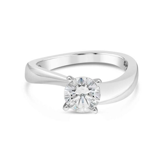 James Free Platinum Curve Art Deco Solitaire Engagement Ring Setting	
