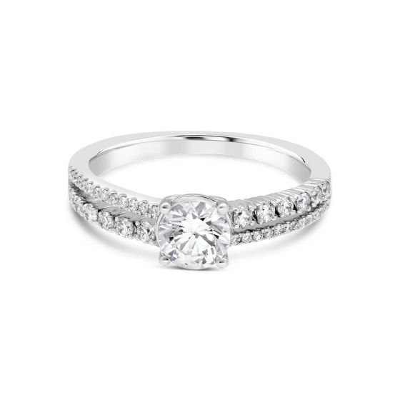 James Free Platinum Two Row Pave Split Shank Engagement Ring Setting	