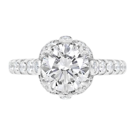 Jack Kelege Platinum Engagement Ring with Diamond Shank