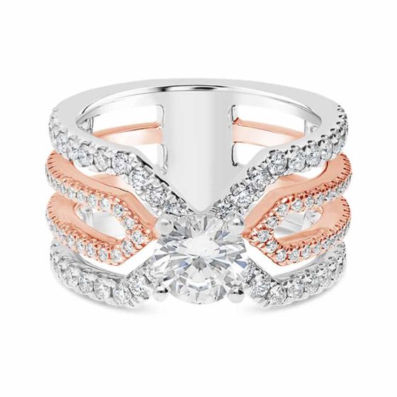 368520 Gabriel & Co. 18K Two-Tone Split Cross Shank Diamond Engagement Ring