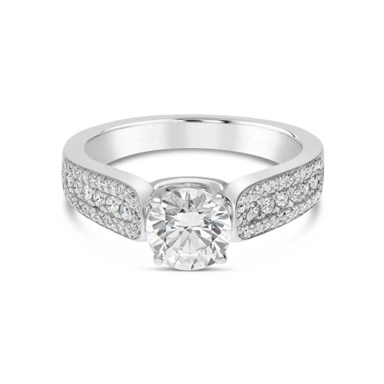 Sereena 14K White Gold Triple Row Diamond Pave Engagement Ring 368679