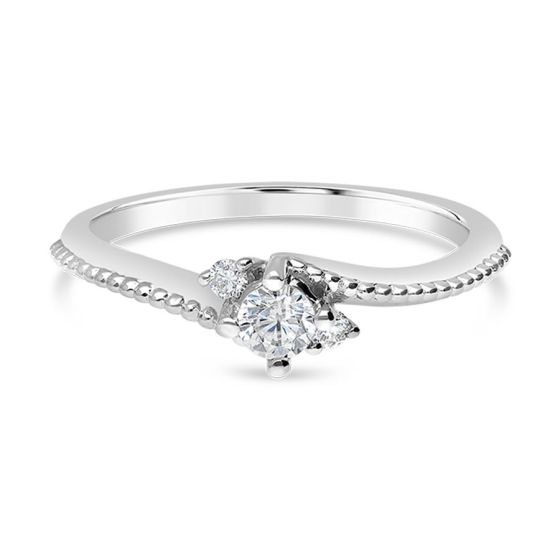 Sereena 14K White Gold Embellished 3 Stone Diamond Engagement Ring Setting ER10066W44JJ