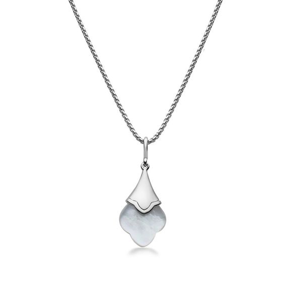 Charles Krypell Sterling Silver Mother of Pearl Clover Necklace 4-660-SWMP