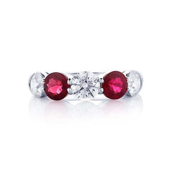 5221-004 JB Star Round Diamond And Ruby Platinum Band