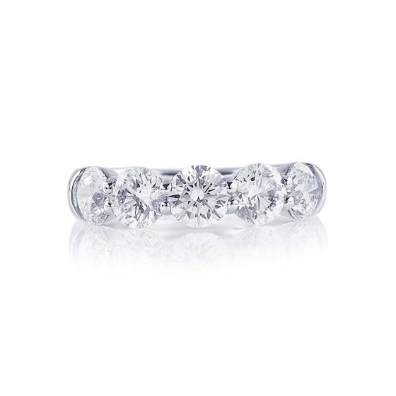 5240-006 JB Star 5 Round Diamond And Platinum Wedding Band