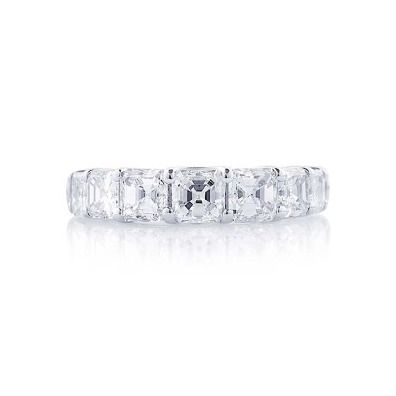 5247-002 JB Star Graduating Square Emerald Cut Diamond Platinum Band