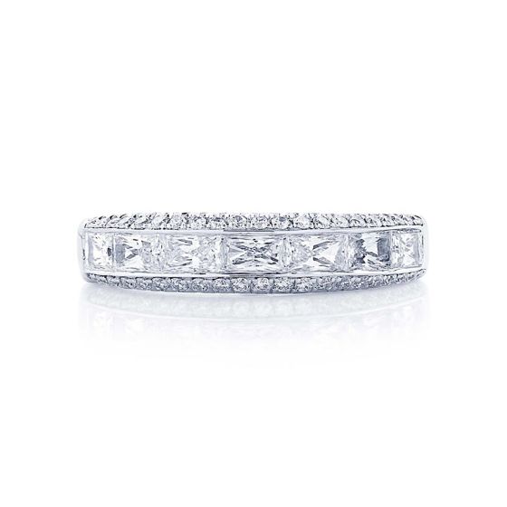 5248-014 JB Star Signature Cut Center Diamond And Micro Pave Platinum Band