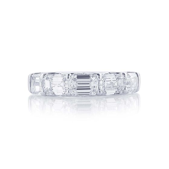 5267-001 JB Star 5 East West Emerald Cut Diamond Platinum Band