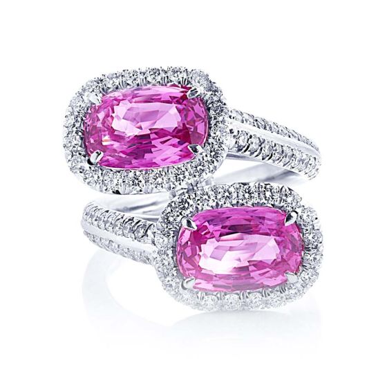 JB Star Pink Sapphire and Diamond Two Stone Ring 5609-001