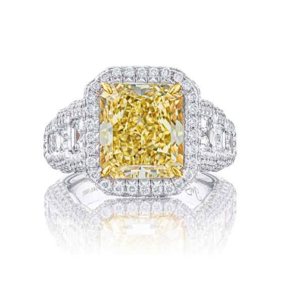 JB Star Platinum Fancy Yellow Diamond Ring Size 6.5