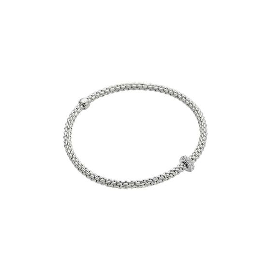 FOPE Flex'it Prima 18K White Gold Bracelet With Single Diamond Rondel 745B BBR-W