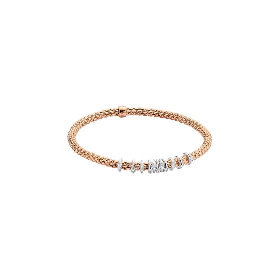FOPE Flex'it Prima 18K Rose Gold Bracelet With Multiple Diamond Rondels In White Gold 747B BBR-R