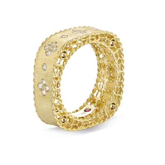 Roberto Coin 18K Yellow Gold Princess Satin Finish Fleur De Lis Diamond Ring 7771211AY65X