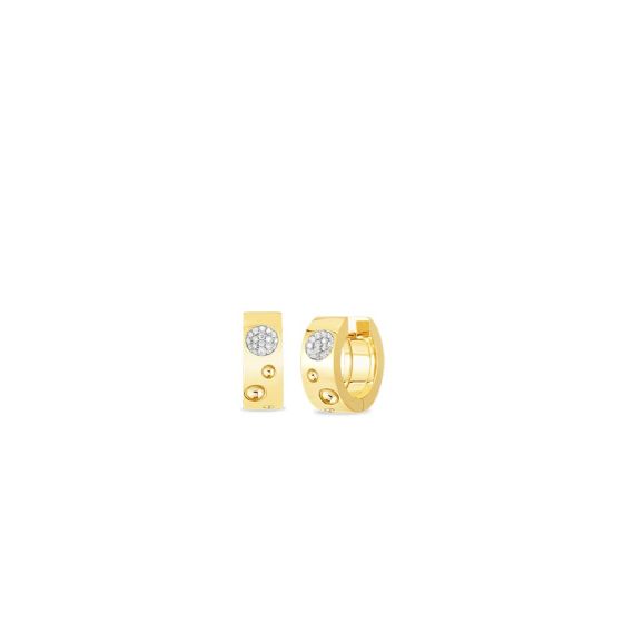 Roberto Coin Yellow Gold Diamond Small Hoop Earrings 8882504AJERX