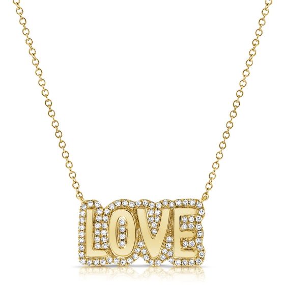 James free 14K Yellow Gold Diamond "LOVE" Pendant Necklace