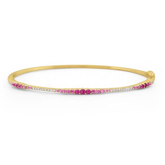 James Free 14K Yellow Gold Ombre Pink Sapphire Bangle