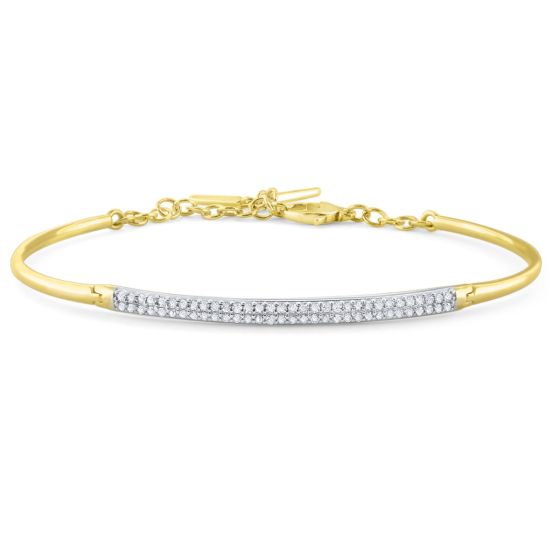 James Free 14K Yellow Gold 2 Row Diamond Pave Bracelet