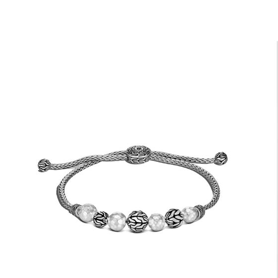 John Hardy Classic Chain Pull Through Hammered Silver Bracelet 