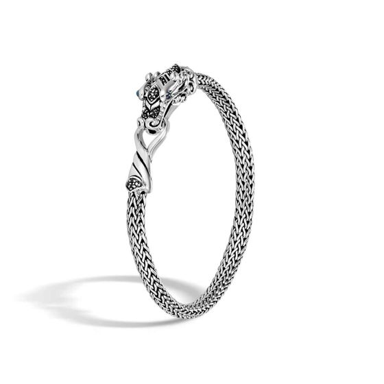 John Hardy Legends Naga Sterling Silver with Black Sapphire, Black Spinel and Blue Sapphire Bracelet BBS601334BLSBN