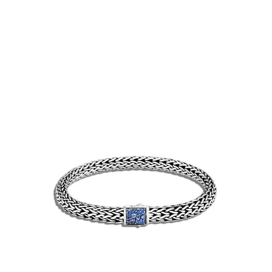 John Hardy Classic Chain 6.5MM Reversible Blue and Black Sapphire Icon Bracelet