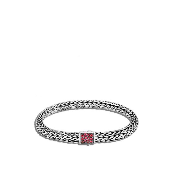John Hardy Classic Chain 6.5MM Reversible Ruby and Black Sapphire Icon Bracelet